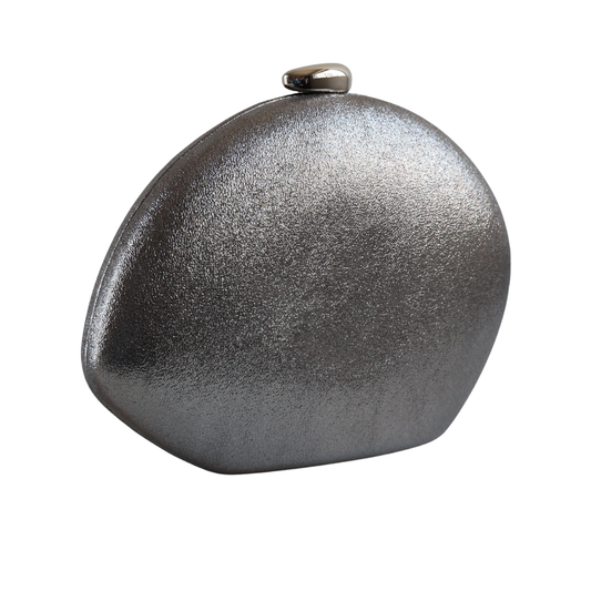 Bolsa de Festa Clutch Oval Prata Envelhecido