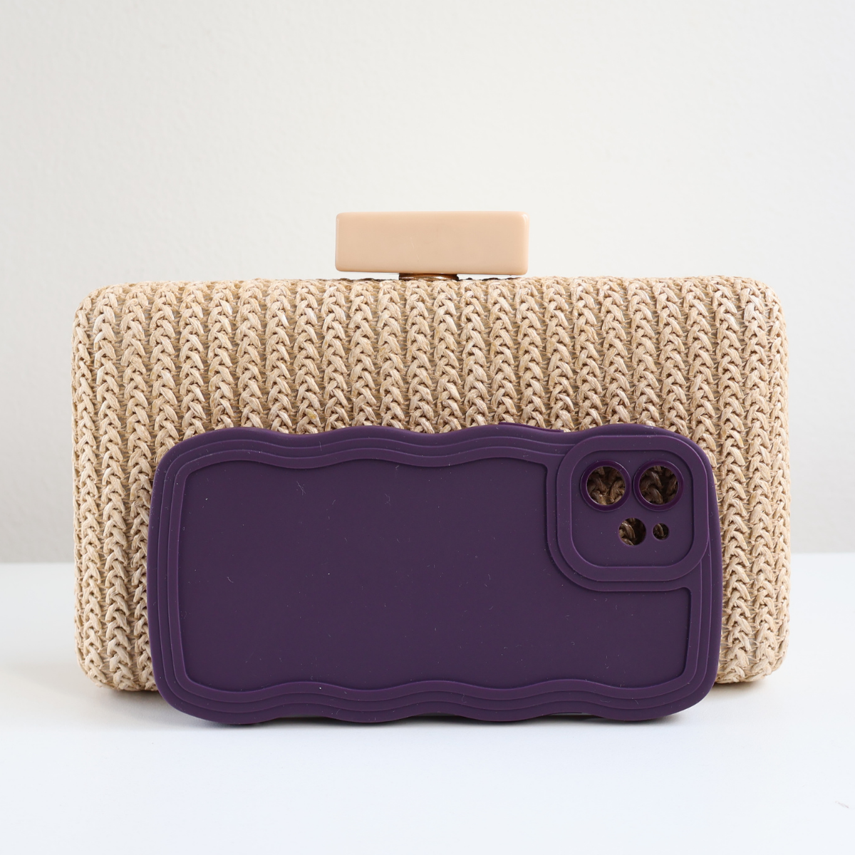 Bolsa Clutch Festa Palha Bege