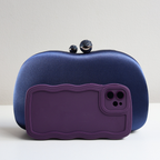 Bolsa Festa Clutch Tecido Acetinado Azul Marinho