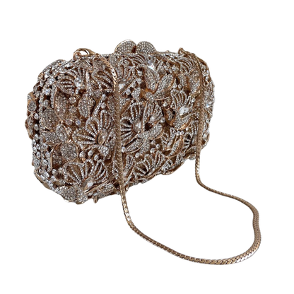 Bolsa Festa Clutch Pedraria Strass Dourada