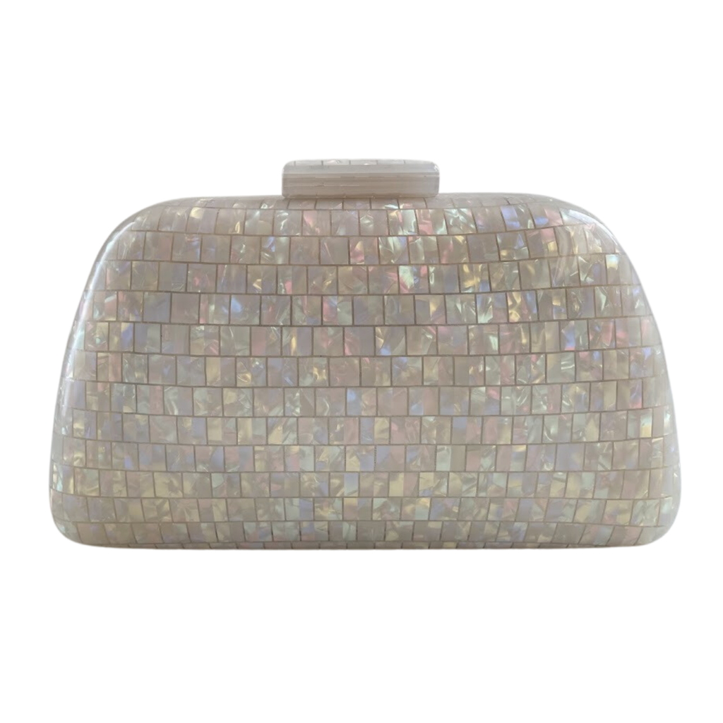 Bolsa de Festa Clutch Acrílico Perolada Bege
