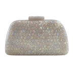 Bolsa de Festa Clutch Acrílico Perolada Bege