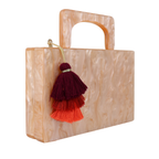 Bolsa de Mão Festa Clutch Acrílico Bege