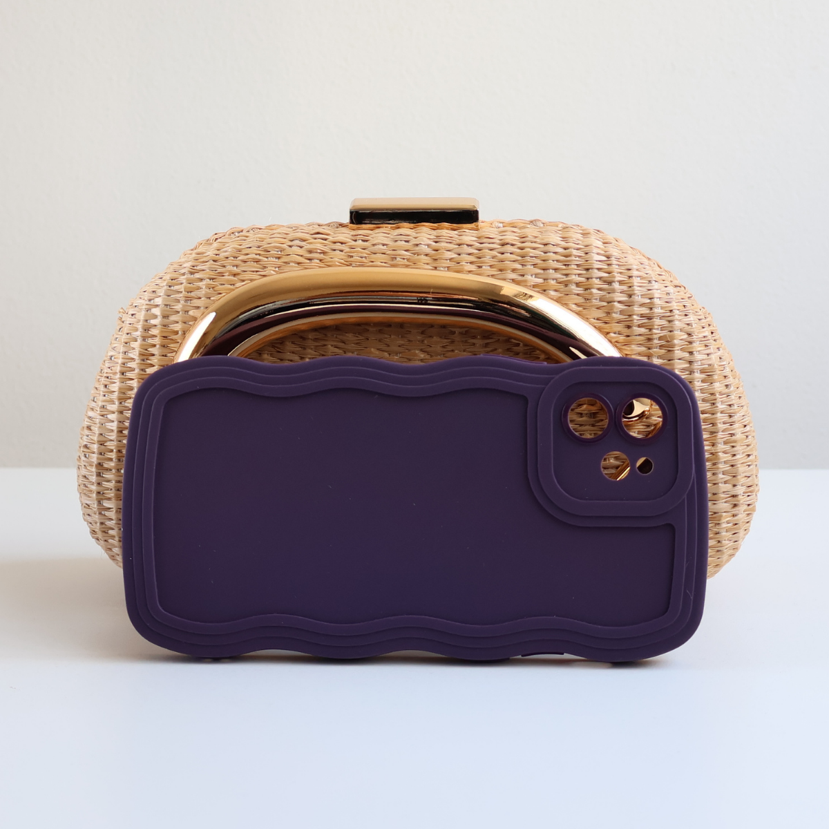Bolsa de Festa Clutch Palha Bege