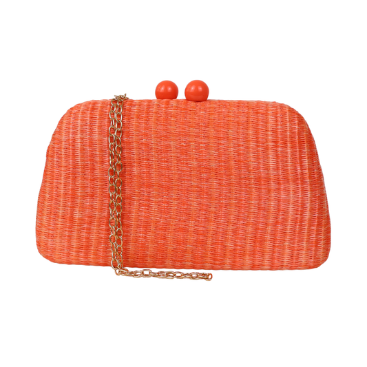 Bolsa de Festa Clutch Palha Laranja