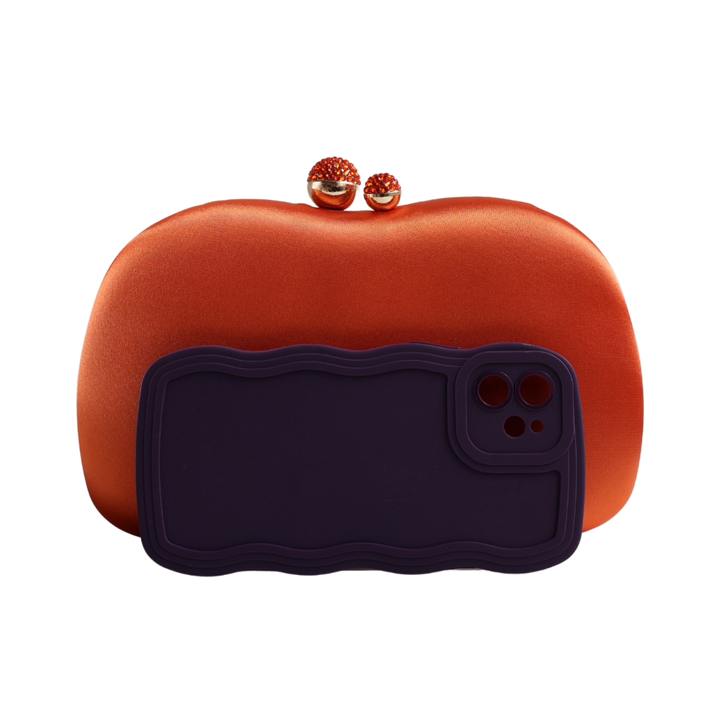 Bolsa Festa Clutch Tecido Acetinado Laranja - ReUse
