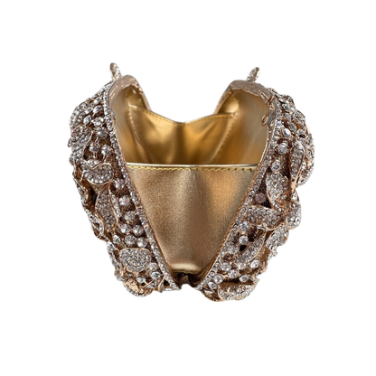 Bolsa Festa Clutch Pedraria Strass Dourada