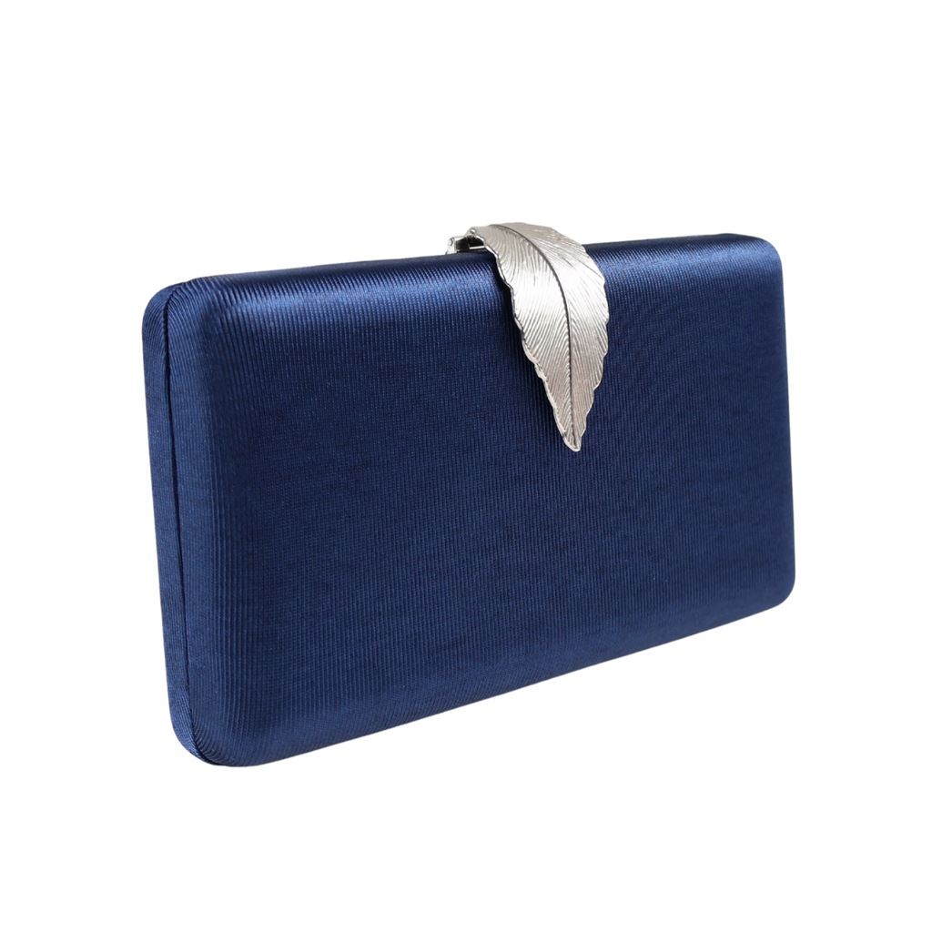 Bolsa Festa Clutch Fecho de Folha Azul Marinho - ReUse