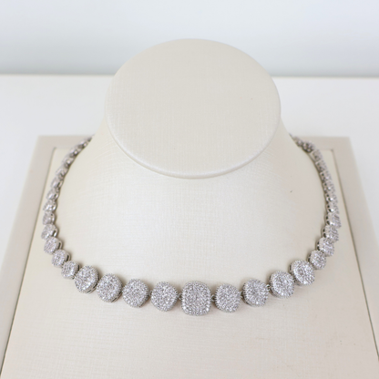 Kit Brinco e Colar - Prateado e Cristal Translúcido - Semijoia