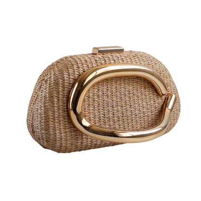 Bolsa de Festa Clutch Palha Bege