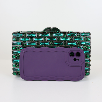 Bolsa Festa Clutch Pedraria Strass Verde