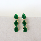 Brinco Dourado e Cristal Verde - Semijoia