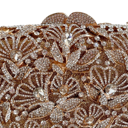 Bolsa Festa Clutch Pedraria Strass Dourada