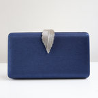 Bolsa Festa Clutch Fecho de Folha Azul Marinho - ReUse