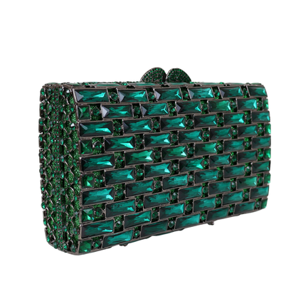 Bolsa Festa Clutch Pedraria Strass Verde