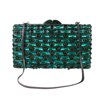 Bolsa Festa Clutch Pedraria Strass Verde
