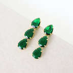 Brinco Dourado e Cristal Verde - Semijoia