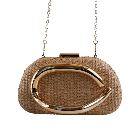 Bolsa de Festa Clutch Palha Bege