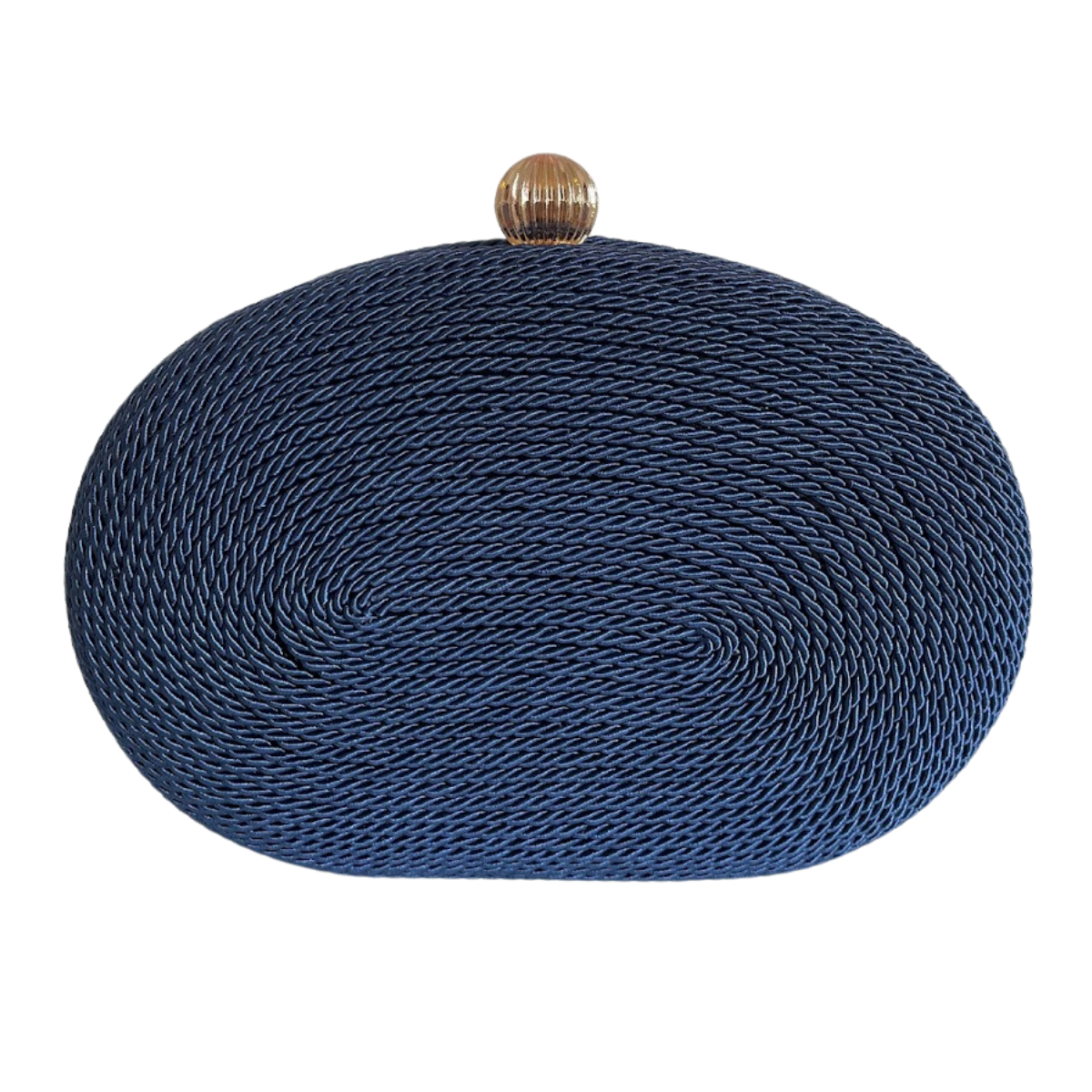 Bolsa de Festa Clutch Corda Trançada Oval Azul Marinho