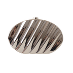 Bolsa de Festa Clutch Metalizada Oval Prata