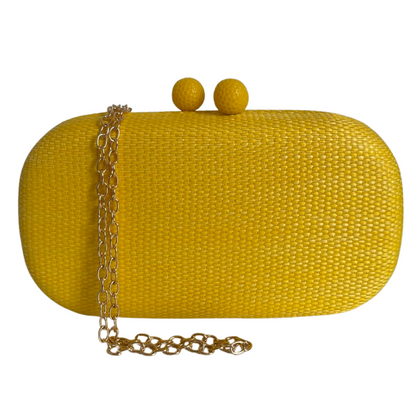 Bolsa de Festa Clutch Oval Palha Amarelo