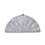 Bolsa de Festa Clutch Acrílico Perolado Meia Lua Branca