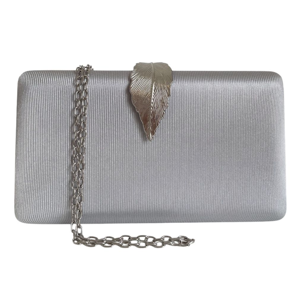 Bolsa Clutch Festa Tecido Fecho de Folha Prata - ReUse