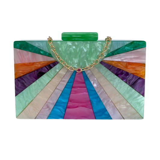 Bolsa de Festa Clutch Acrílico Colorida Verde Claro