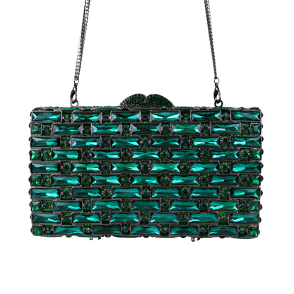 Bolsa Festa Clutch Pedraria Strass Verde