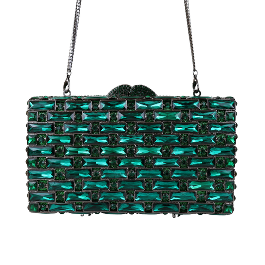Bolsa Festa Clutch Pedraria Strass Verde