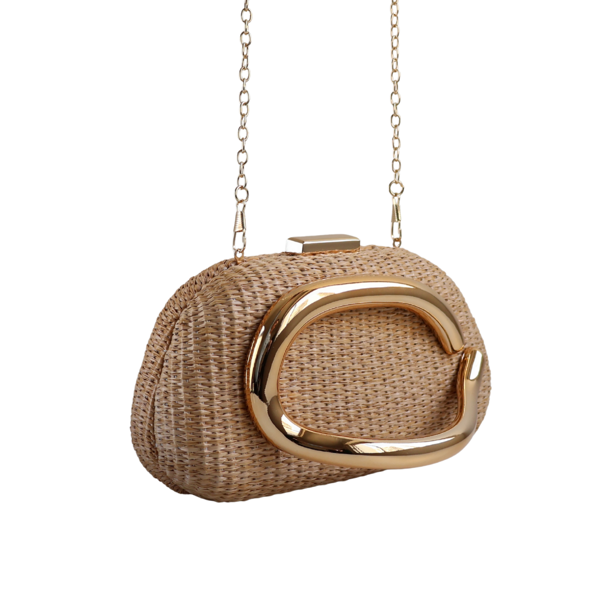 Bolsa de Festa Clutch Palha Bege
