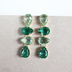 Brinco Dourado e Cristal Verde - Semijoia