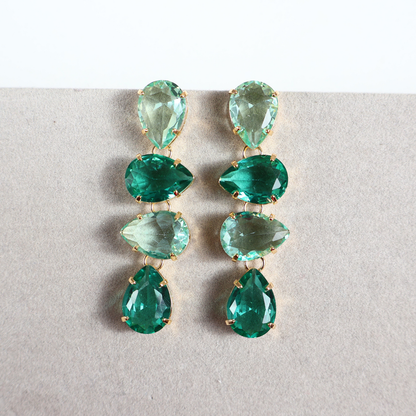 Brinco Dourado e Cristal Verde - Semijoia