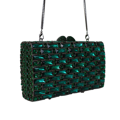 Bolsa Festa Clutch Pedraria Strass Verde