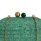 Bolsa de Festa Clutch Palha Oval Verde Turquesa