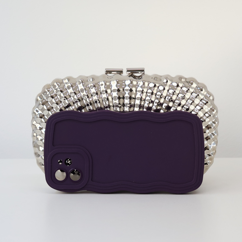 Bolsa de Festa Clutch Prateada Metalizada
