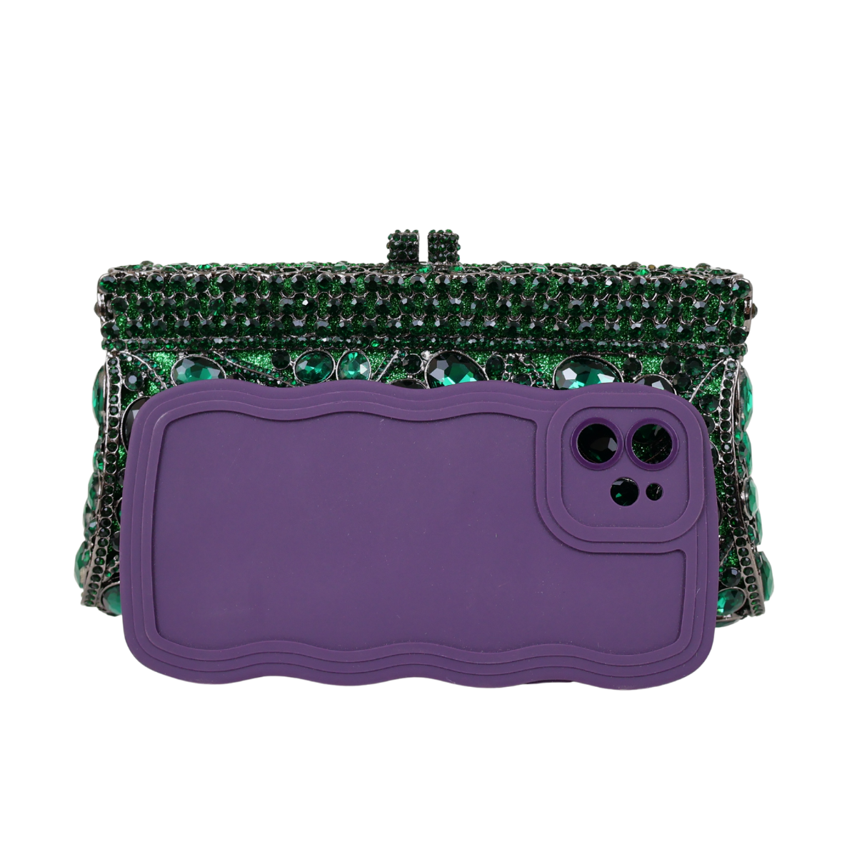 Bolsa Festa Clutch Pedraria Strass Verde