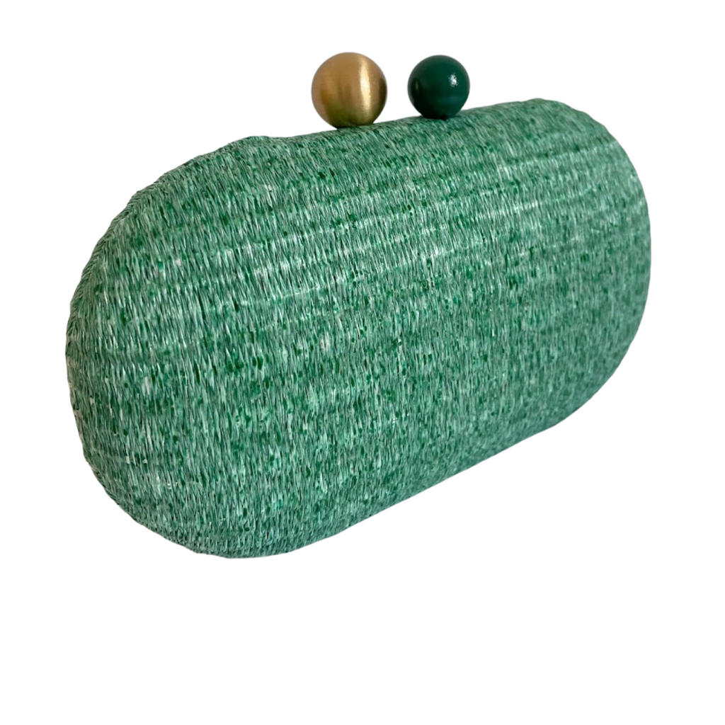 Bolsa de Festa Clutch Palha Oval Verde Turquesa
