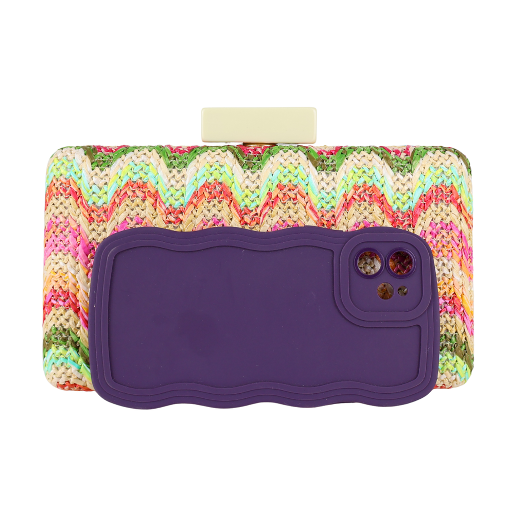 Bolsa de Festa Clutch Palha Colorida