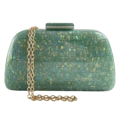 Bolsa de Festa Clutch Acrílico Perolada Verde