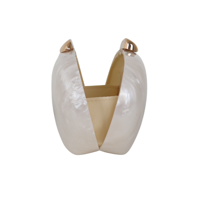 Bolsa Clutch Festa Acrílico Oval Branca