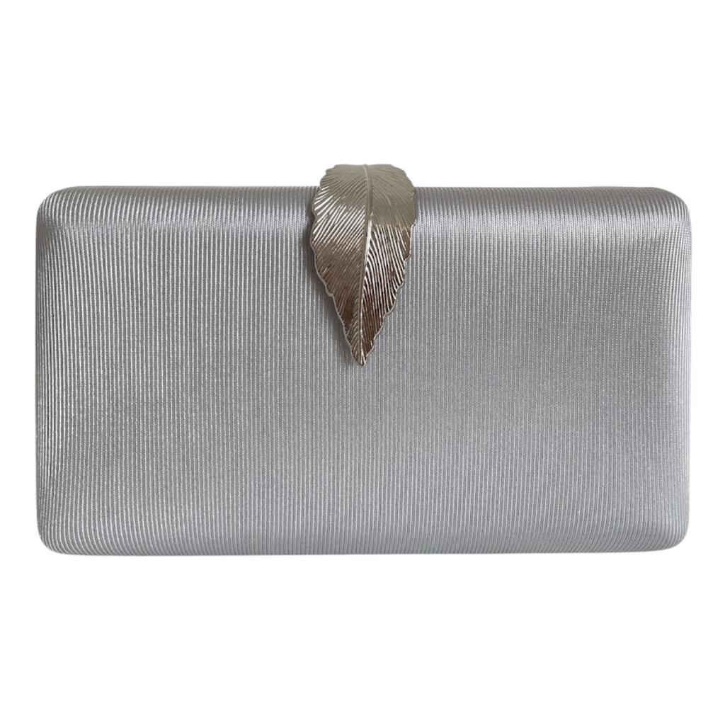Bolsa Clutch Festa Tecido Fecho de Folha Prata - ReUse