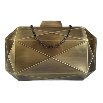 Bolsa Festa Clutch Metal Escovado Ouro Envelhecido