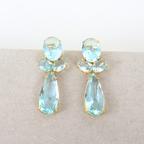 Brinco Dourado e Cristal Azul Claro - Semijoia
