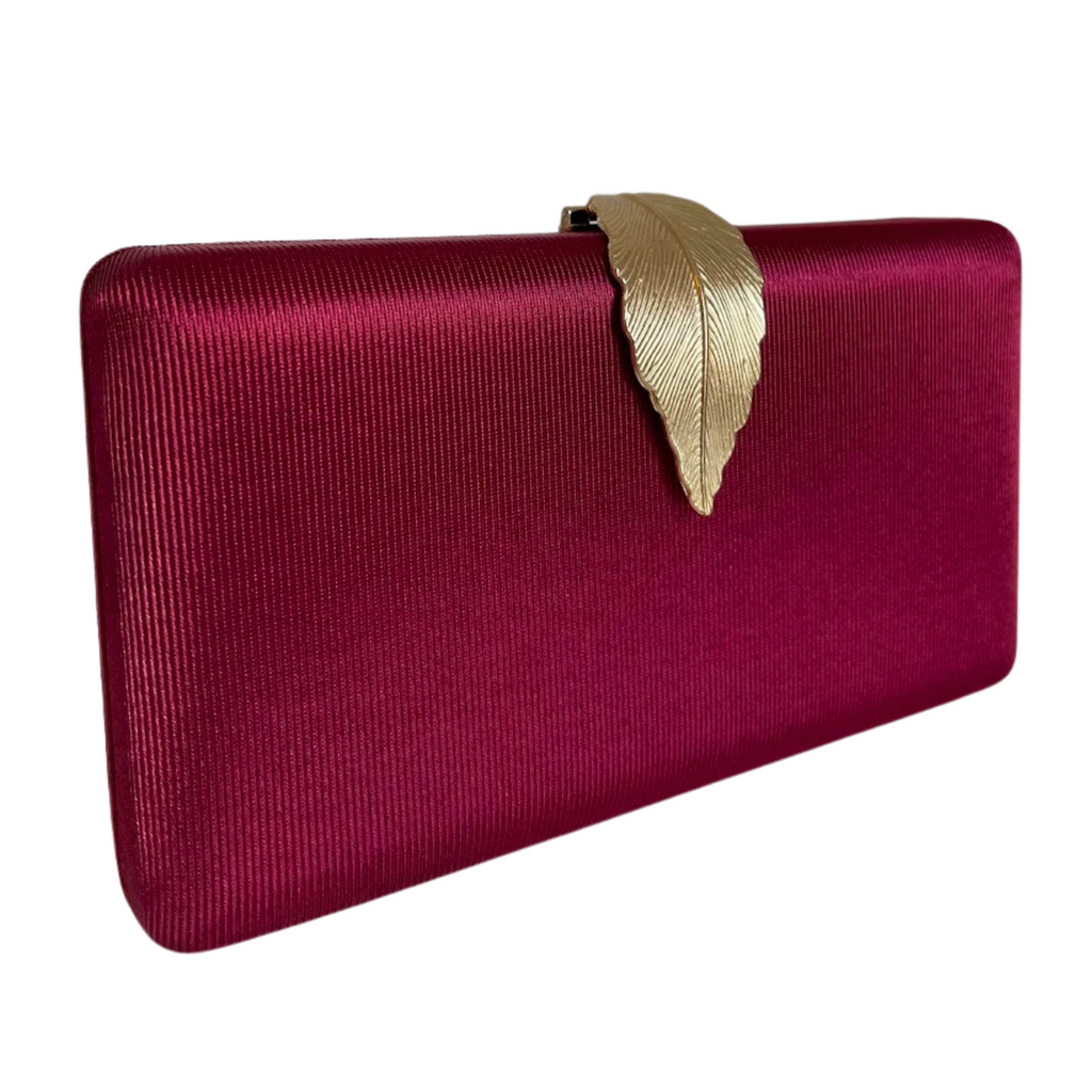 Bolsa Clutch Festa Tecido Fecho de Folha Marsala - ReUse