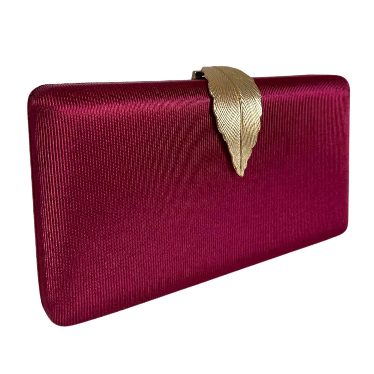 Bolsa Clutch Festa Tecido Fecho de Folha Marsala