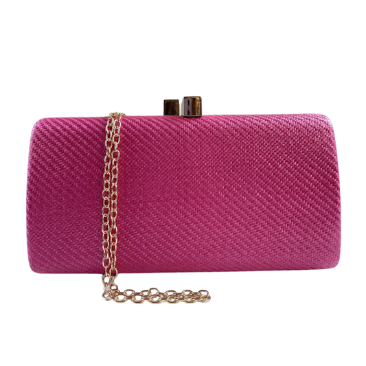 Bolsa de Festa Clutch Palha Rosa