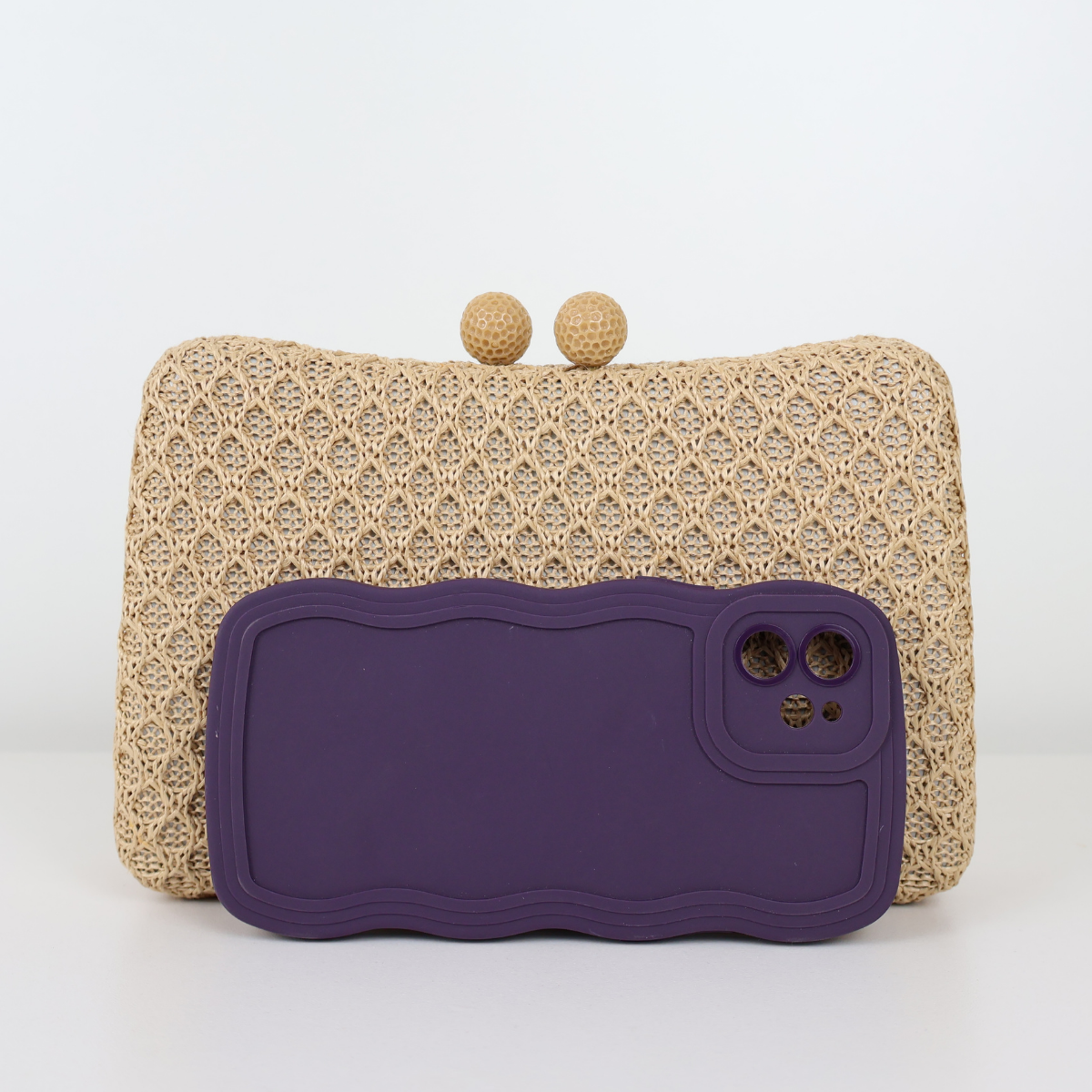 Bolsa de Festa Clutch Palha Bege