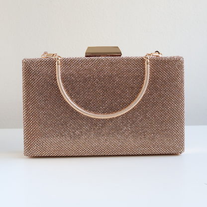 Bolsa Festa Clutch Brilho Rosê Gold