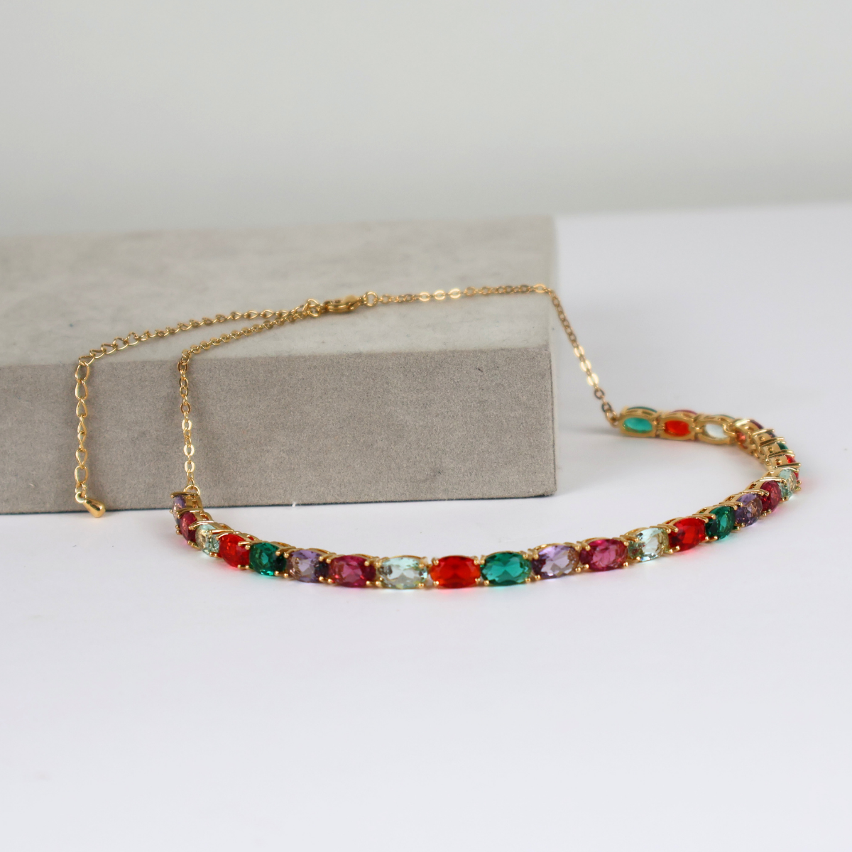 Colar Choker - Cristal Multicolorido - Semijoia